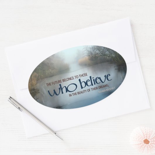 エレノールルーズベ感動的ルト引用文「未来」 楕円形シール (封筒)