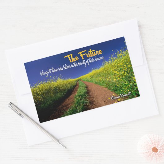 エレノールルーズベ感動的ルト引用文「未来」 長方形シール (封筒)