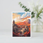 エレバンアルメニアアートヴィンテージトラベルイラストレーション ポストカード (スタンド正面)