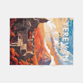 エレバンアルメニアトラベルアートヴィンテージ フリースブランケット (正面(横))