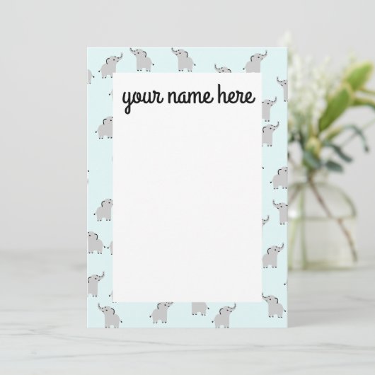 エレファパーソナライズされたントノートカード サンキューカード (スタンド正面)