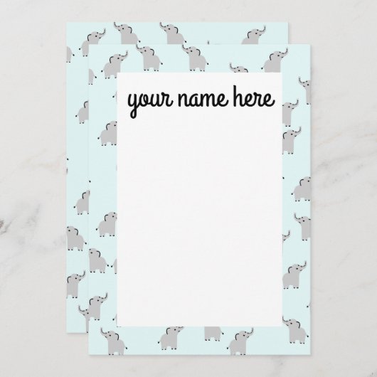 エレファパーソナライズされたントノートカード サンキューカード (正面/裏面)