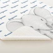 エレファパーソナライズされたント·ネービー·ブルー·ネーム·ボーイ シェルパブランケット (3/4)