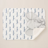 エレファパーソナライズされたント·ネービー·ブルー·ネーム·ボーイ シェルパブランケット (正面(横))