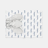 エレファパーソナライズされたント·ネービー·ブルー·ネーム·ボーイ フリースブランケット (正面(横))