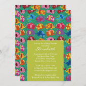 エレファモダンントベビーシャワー招待状ライム 招待状 (正面/裏面)