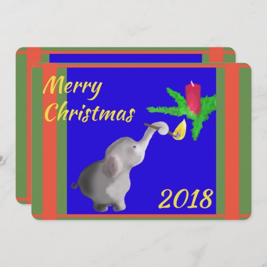 エレファモダンントライトキャンドルクリスマスカスタム文字 シーズンカード (正面/裏面)