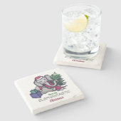 エレファンタスティックなクリスマスキュートなサンタゾウ ストーンコースター (横)