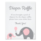 エレファントおむつラッフルディスプレイサイン入りピンク&グレー フォトプリント            (正面)