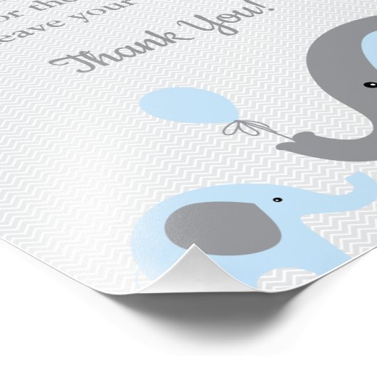 エレファントおむつラッフルディスプレイサイン入りブルーグレー フォトプリント            (角)