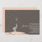 エレファントがバルーン·ベイビー·シャワーの招待を受ける 招待状 (正面/裏面)