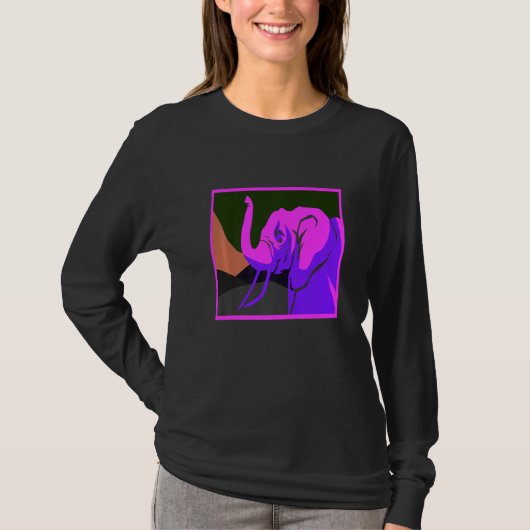 エレファントのスチームウェーブデザイン Tシャツ (正面)