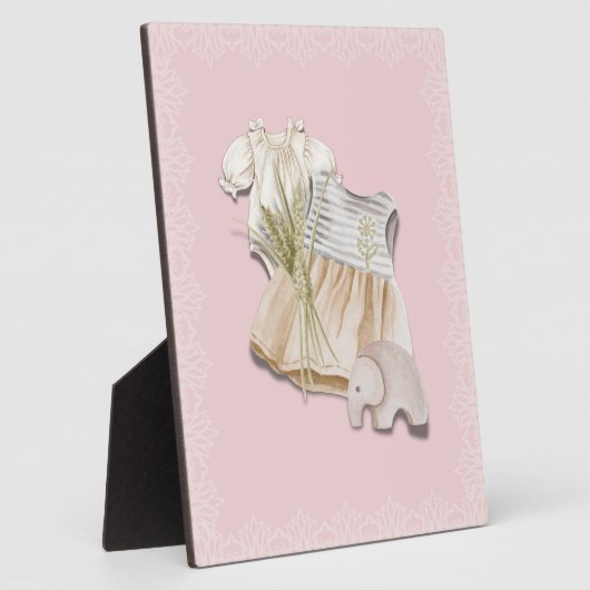 エレファントのボヘミアンベイビーガール ワンピース | ピンクのベビー服 フォトプラーク (側面)