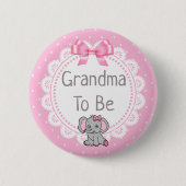 エレファントをテーマとしたおばあちゃんを赤ちゃんシャワー 缶バッジ (正面)