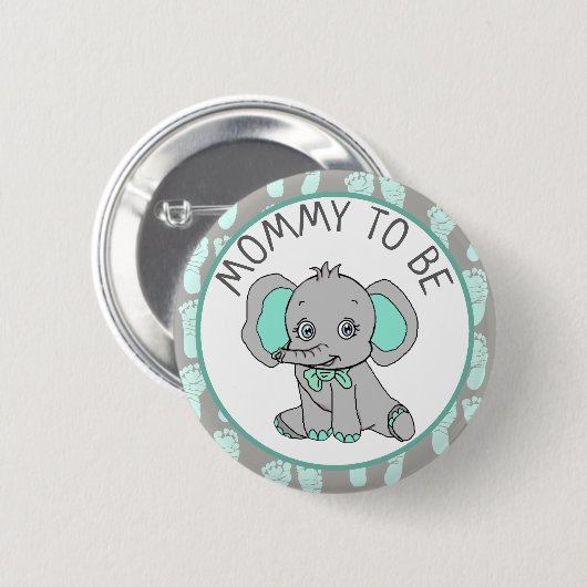 エレファントをテーマにした母親が赤ちゃんシャワーになる 缶バッジ (正面&裏面)