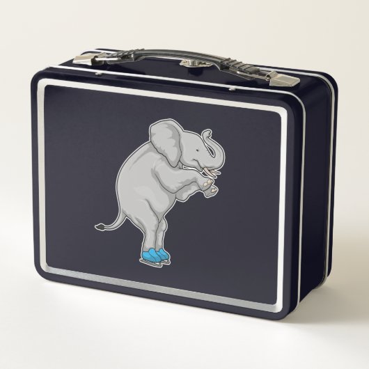 エレファントアイススケートで滑るアイススケート メタルランチボックス (裏面)