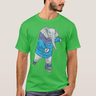 エレファントアイススケートで滑るアイススケート Tシャツ
