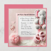 エレファントアクセント赤ちゃんシャワー 招待状 (正面/裏面)