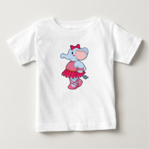 エレファントアットバレエとスカート ベビーTシャツ