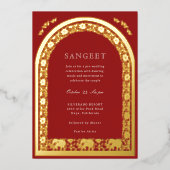 エレファントアンドロータスフラワーインディアンサンゲエ金ゴールド 箔招待状 (正面)