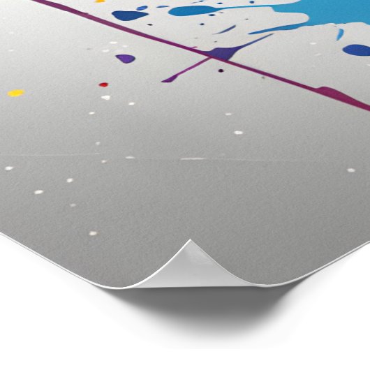 エレファントアートワイルドライフ(ばちゃばちゃ)跳ねるアートレインボーカラー ポスター (角)