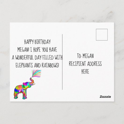 エレファントアート誕生日 ポストカード (裏面)