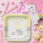 エレファントイエローとグレーのベビーシャワーパーティー ペーパープレート (パーティー)