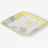 エレファントイエローとグレーのベビーシャワーパーティー ペーパープレート (傾斜あり)