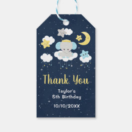 エレファントイエローとネイビーの誕生日パーティーありがとう ギフトタグ