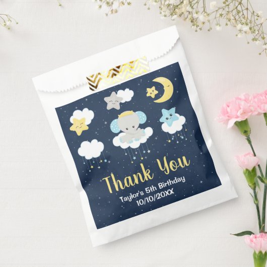 エレファントイエローとネイビーの誕生日パーティーありがとう フェイバーバッグ (封をした状態)