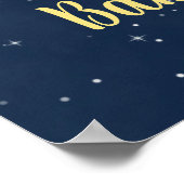 エレファントイエローとネイビーの赤ちゃんシャワー歓迎サイン ポスター (角)