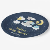 エレファントイエローとネイビーの赤ちゃんシャワー ペーパープレート (アングル)