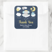 エレファントイエローとネイビー赤ちゃんシャワーありがとう スクエアシール (バッグ)