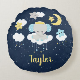 エレファントイエローとネイビー ラウンドクッション