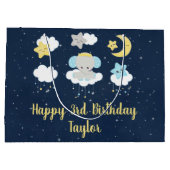 エレファントイエローアンドネイビーハッピーバースデー ラージペーパーバッグ (裏面)