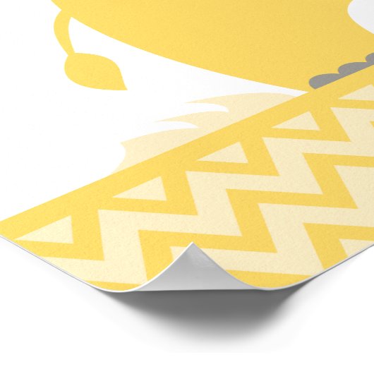 エレファントイエローグレー赤ちゃんシャワーバナー ポスター (角)