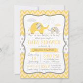エレファントイエローグレー赤ちゃんシャワー 招待状 (正面)
