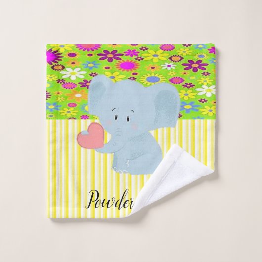 エレファントイエローストライプバスルーム用タオルセット バスタオルセット (ウォッシュタオル)