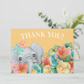 エレファントイエローピンクティール（緑がかった色）フローラありがとう サンキューカード (スタンド正面)
