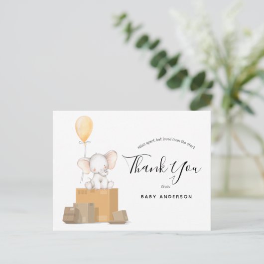 エレファントイエローベビーシャワーbyメールありがとう ポストカード (スタンド正面)