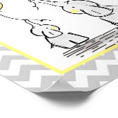 エレファントイエローホワイトグレーシェブロンベビー子供部屋 ポスター (角)