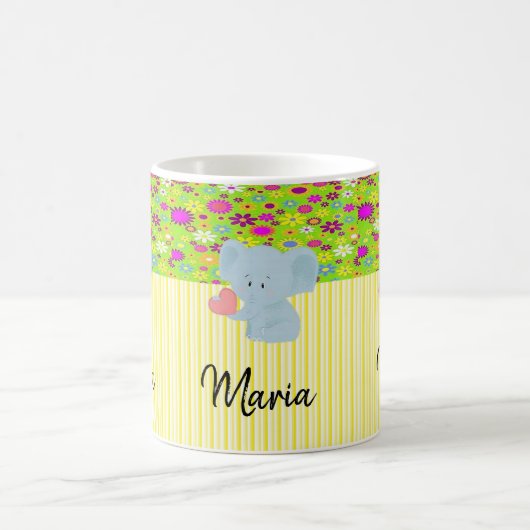 エレファントイエローホワイトストライプマグカップ コーヒーマグカップ (中央)