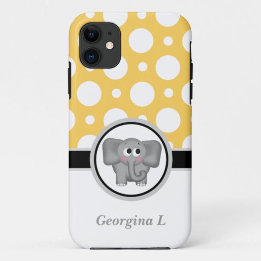 エレファントイエロー&ホワイト水玉模様iPhone 5ケース Case-Mate iPhoneケース (裏面)