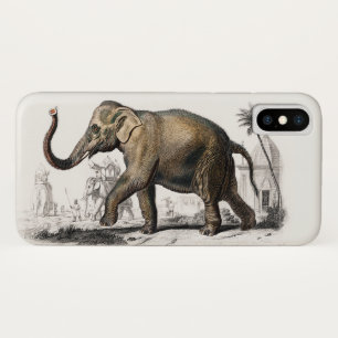 エレファントイラストレーションヴィンテージアートプリント iPhone X ケース