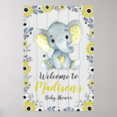 エレファントウェルカムサインポスターイエローグレー3'x4' ポスター (正面)