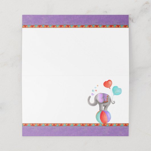 エレファントウォーターカラーベビーシャワーゲスト座席表 プレイスカード (外部開封)