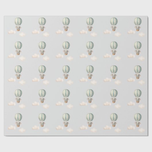 エレファントエアバルーン赤ちゃんシャワー ラッピングペーパー (フラット)
