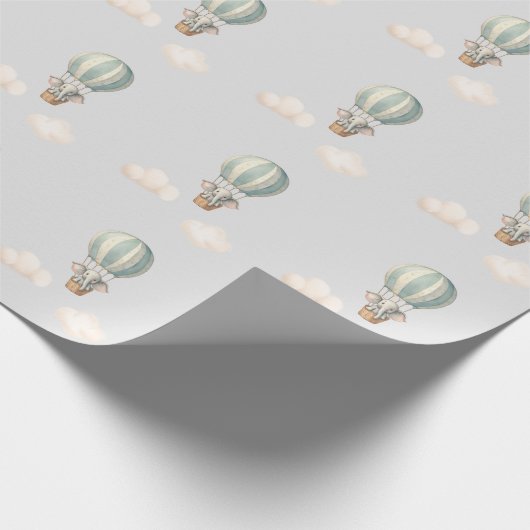 エレファントエアバルーン赤ちゃんシャワー ラッピングペーパー (角)