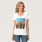 エレファントオパールの日の出、レディースヴネックTシャツ Tシャツ (正面フル)