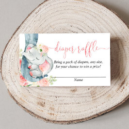 エレファントガールの赤ちゃんシャワーおむつラッフルカード エンクロージャーカード